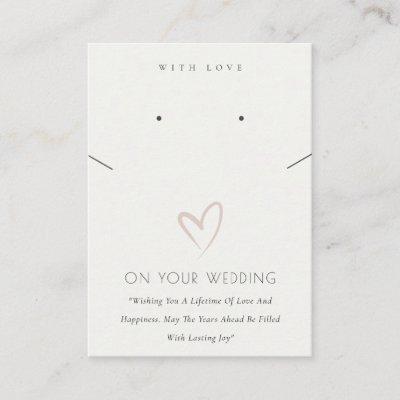 BLACK WHITE HEART WEDDING GIFT NECKLACE EARRING PLACE CARD