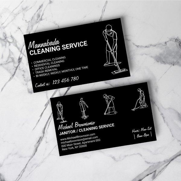 Black White House Cleaning Men Janitorial