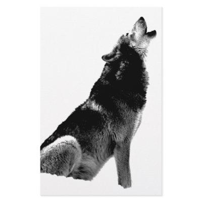 Black White Howling Wolf Stationery