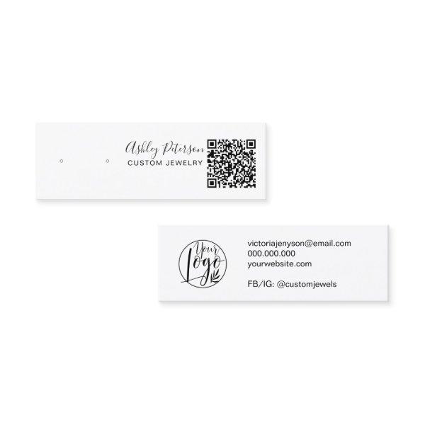 Black white jewelry earring display qr code mini