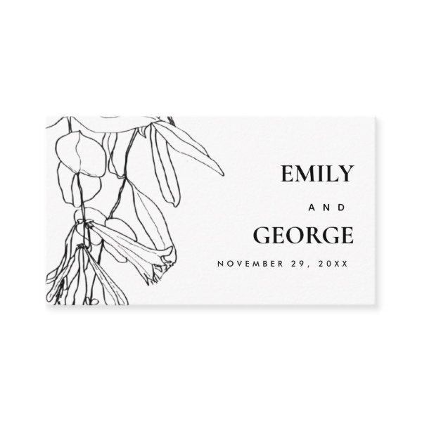 BLACK WHITE LINE DRAWING FLORAL WEDDING WEBSITE