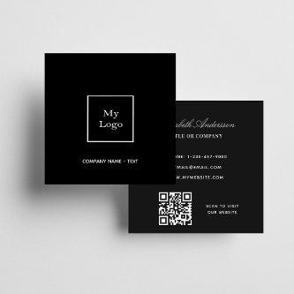 Black white logo QR code elegant Square