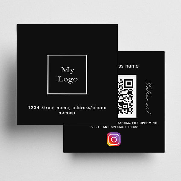Black white logo QR code Instagram follow us Square