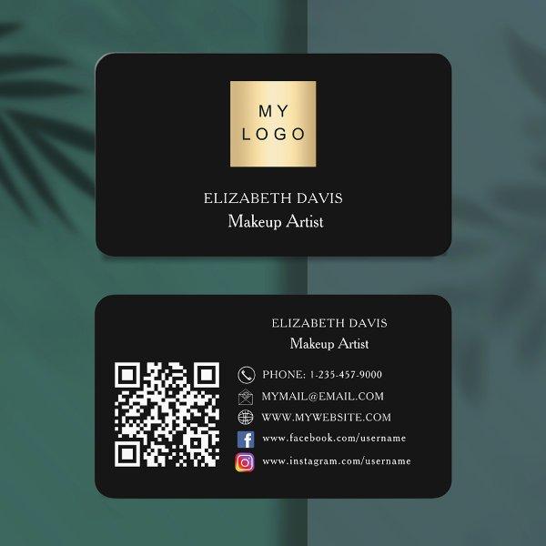 Black white logo Qr code social media