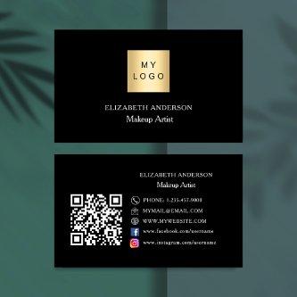 Black white logo Qr code social media premium
