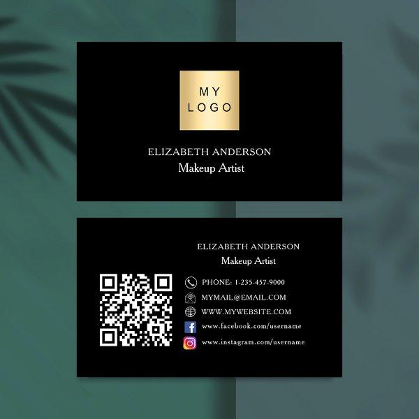 Black white logo Qr code social media premium