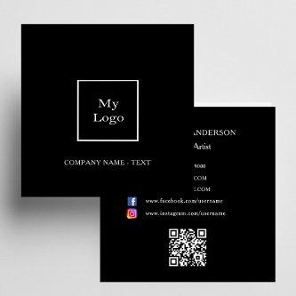 Black white logo QR code social media Square