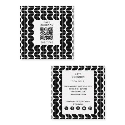 Black & White Mid Century Modern Abstract Pattern Square