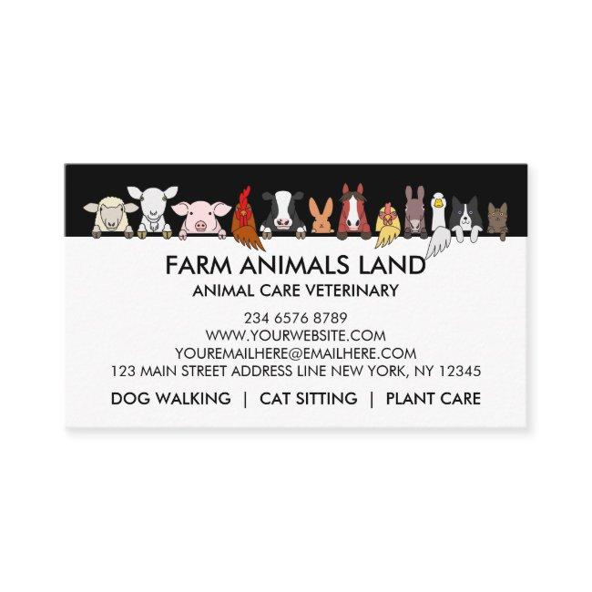 Black White Mix Farm Animals Veterinary Calling Card