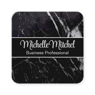 Black White Mixed Marble Square
