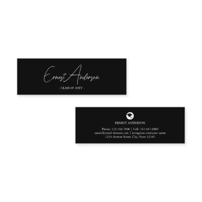 Black & White Modern Elegant Graduation Name Card