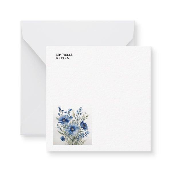 Black White Modern Professional Watercolor Flowers Note Card