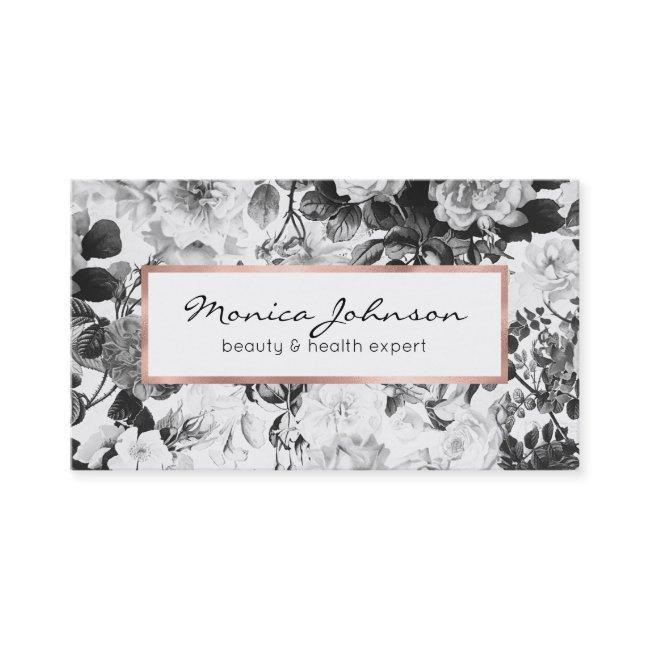 Black white modern watercolor country floral busin