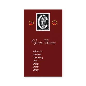 BLACK WHITE MONOGRAM C LETTER,RED RUBY GEMSTONES