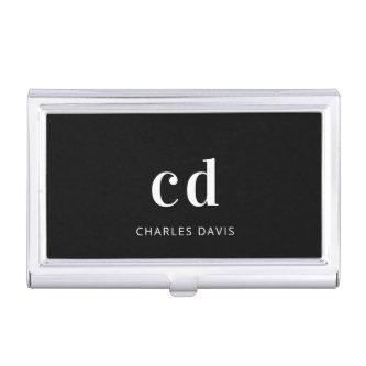 Black white monogram initails name minimalist  case