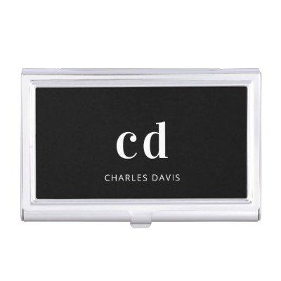 Black white monogram initails name minimalist  case