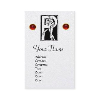 BLACK WHITE MONOGRAM P ALEPHABET LETTER,RED RUBY