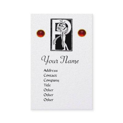 BLACK WHITE MONOGRAM P ALEPHABET LETTER,RED RUBY