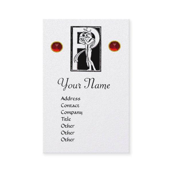 BLACK WHITE MONOGRAM P ALEPHABET LETTER,RED RUBY