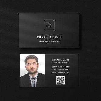 Black white monogram photo Qr code logo