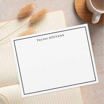 Black White Name Border Note Card