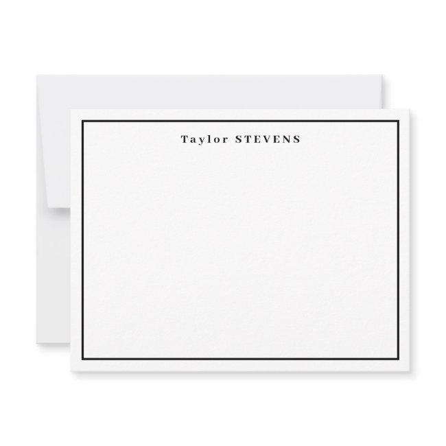 Black White Name Border Note Card