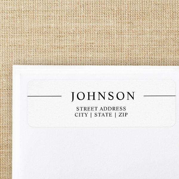 Black White Name Return Address Label