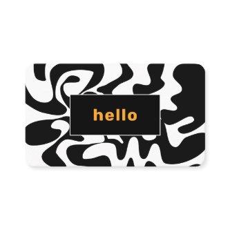 Black White Orange Asymmetric Abstract Hello
