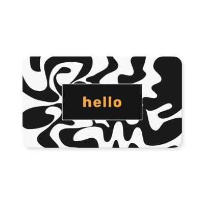 Black White Orange Asymmetric Abstract Hello