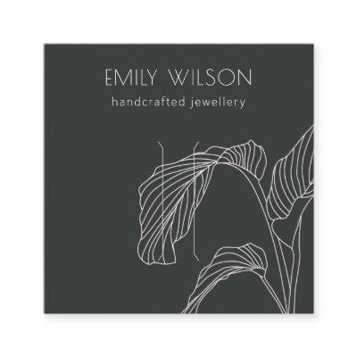 Black White Palm Leaf Sketch Hair Clip Display  Square