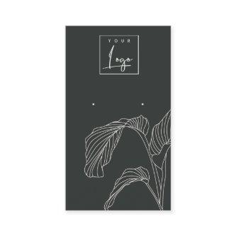 Black White Palm Leaf Sketch Stud Earring Display