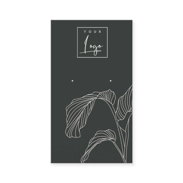 Black White Palm Leaf Sketch Stud Earring Display