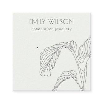 Black White Palm Leaf Sketch Stud Earring Display Square