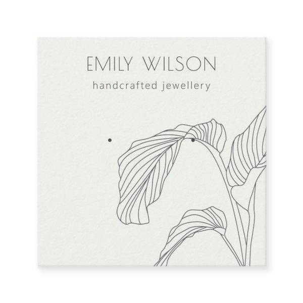 Black White Palm Leaf Sketch Stud Earring Display Square