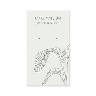 Black White Palm Leafy Sketch Earring Display
