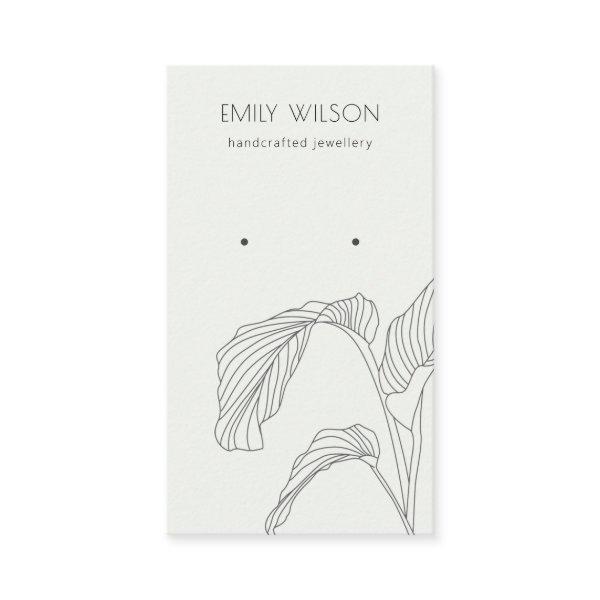 Black White Palm Leafy Sketch Earring Display