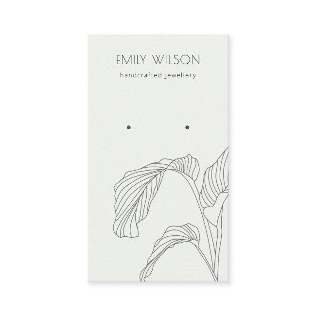 Black White Palm Leafy Sketch Earring Display