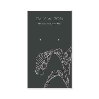 Black White Palm Leafy Sketch Earring Display