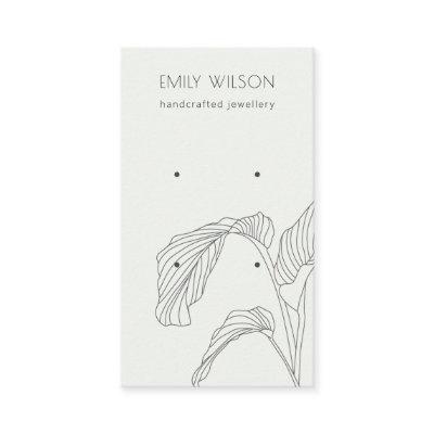 Black White Palm Leaves Sketch Earring Display