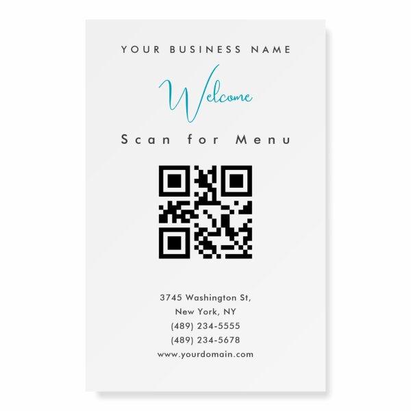 Black White Professional Scannable QR Code Menu Foam Board