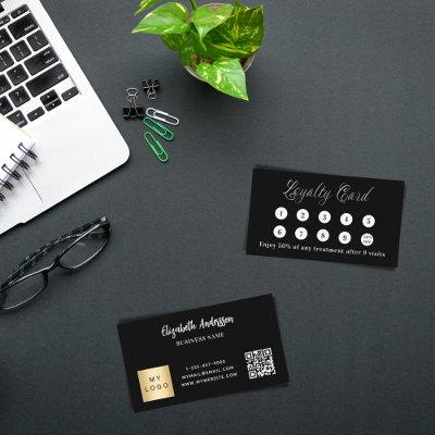 Black white qr code corporate logo loyalty card