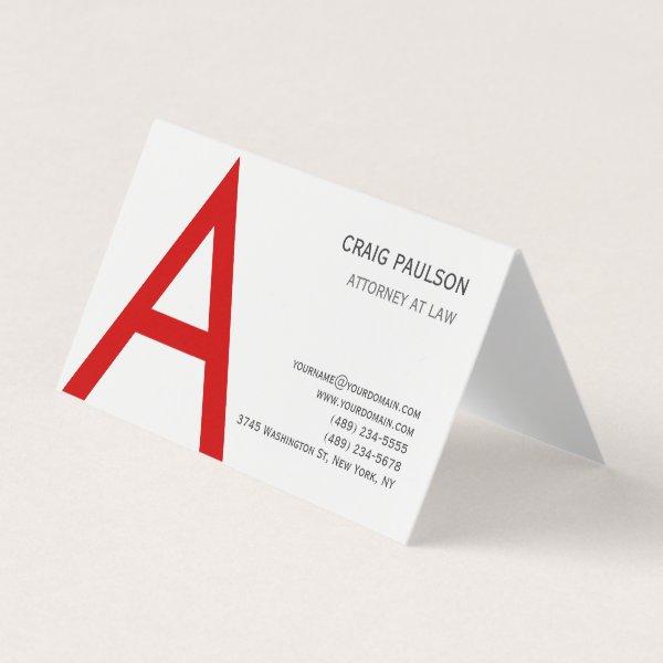 Black White Red Monogram Initial Letter Attorney