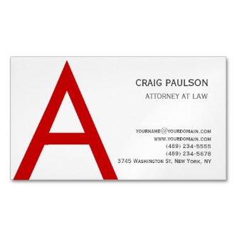 Black White Red Monogram Initial Letter Attorney  Magnet