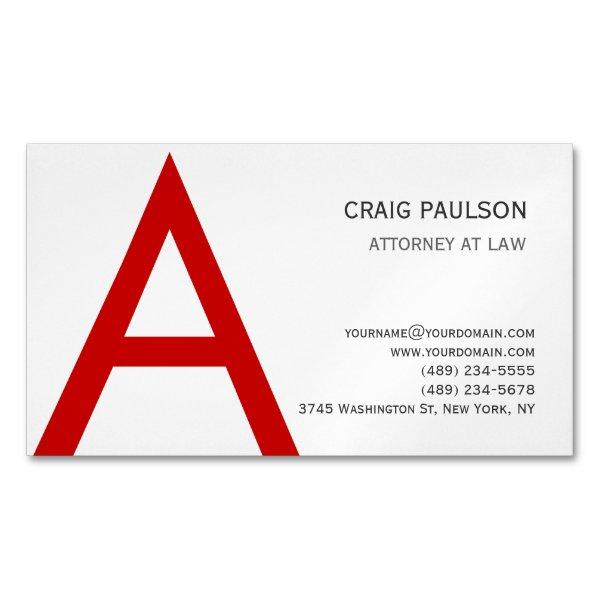 Black White Red Monogram Initial Letter Attorney  Magnet