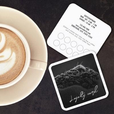 Black White Retro Photo Coffee Shop Loyalty Card