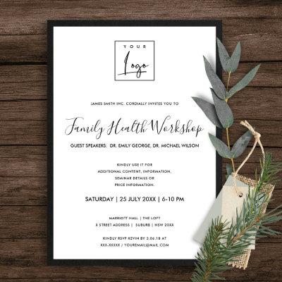 BLACK &  WHITE SILK YOUR LOGO WORKSHOP GALA EVENT INVITATION