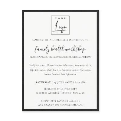 BLACK &  WHITE SILK YOUR LOGO WORKSHOP GALA EVENT  POSTCARD