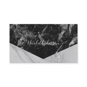 Black White & Silver Marble Modern Glam Trendy