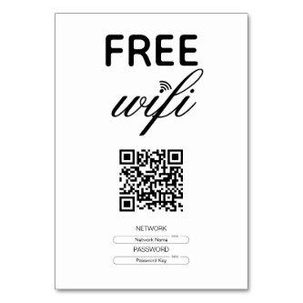 Black White Simple Free Wi-Fi QR Code Place Table Number