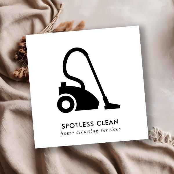 BLACK WHITE SIMPLE VACUUM CLEANER CLEANING SERVICE SQUARE